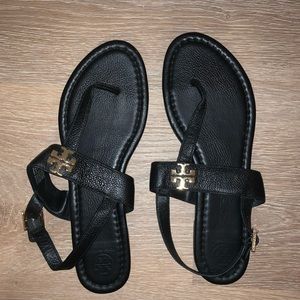Tory Burch black leather sandals. Size 10.5